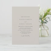 Taupe Formal Modern Script Wedding Einladung (Stehend Vorderseite)