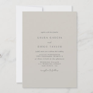 Taupe Formal Modern Script Wedding Einladung
