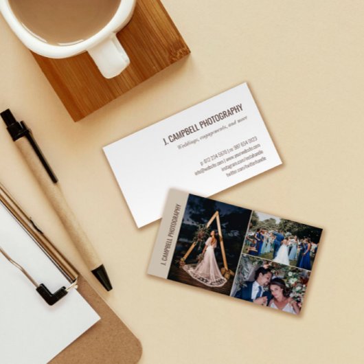 Taupe Foto Collage Beruflich Fotograf Visitenkarte