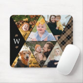 Taupe Geometric Foto Collage Monogram Mousepad (Mit Mouse)