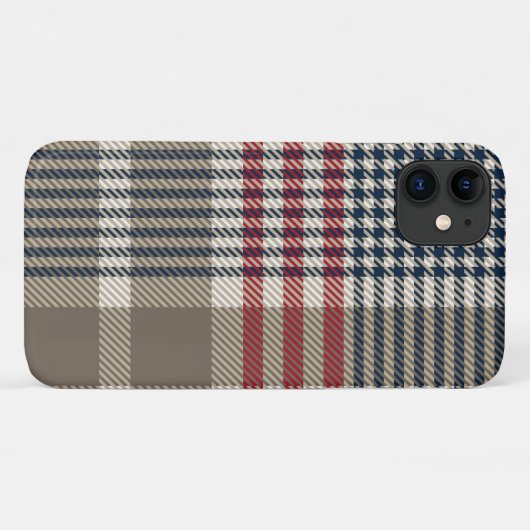 Taupe Glen Karo Kariertes Muster Case-Mate iPhone Hülle (Rückseite (Horizontal))