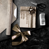 Taupe-Glitzer | Champagne Gold Drizzle Geschenkpapier