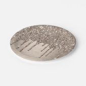 Taupe-Glitzer | Champagne Gold Drizzle Pappteller (Schrägansicht)