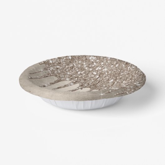 Taupe-Glitzer | Champagne Gold Drizzle Pappteller (Gewinkelt)