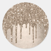 Taupe-Glitzer | Champagne Gold Drizzle Runder Aufkleber (Vorderseite)