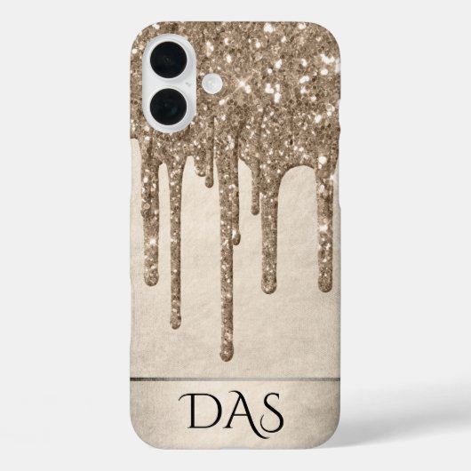 Taupe-Glitzer | Champagne Gold Monogram Case-Mate iPhone Hülle (Rückseite)