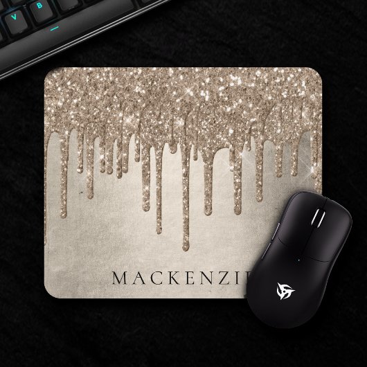 Taupe-Glitzer | Champagne Gold Monogram Mousepad