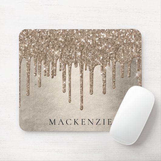 Taupe-Glitzer | Champagne Gold Monogram Mousepad (Mit Mouse)