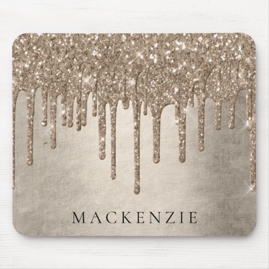 Taupe-Glitzer | Champagne Gold Monogram Mousepad (Vorne)