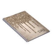 Taupe-Glitzer | Champagne Gold Monogram Notizblock (Rechte Seite)