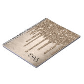 Taupe-Glitzer | Champagne Gold Monogram Notizblock (Linke Seite)