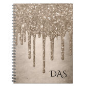 Taupe-Glitzer | Champagne Gold Monogram Notizblock (Vorderseite)