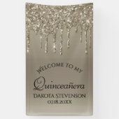 Taupe-Glitzer | Champagne Quinceanera Banner (Vertikal)