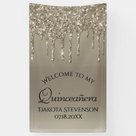 Taupe-Glitzer | Champagne Quinceanera Banner