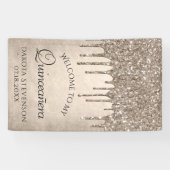 Taupe-Glitzer | Champagne Quinceanera Banner (Horizontal)