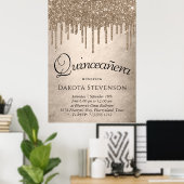 Taupe-Glitzer | Champagne Quinceanera Poster (Heimbüro)