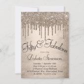 Taupe-Glitzer | Champagner 50 und Fabulous Einladung (Vorderseite)