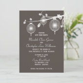 Taupe glühende Papier Lanterns Hochzeit Einladung (Stehend Vorderseite)