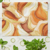 Taupe Gold Fluid Marmor Stein Abstrakt Geschirrtuch (Gefaltet)