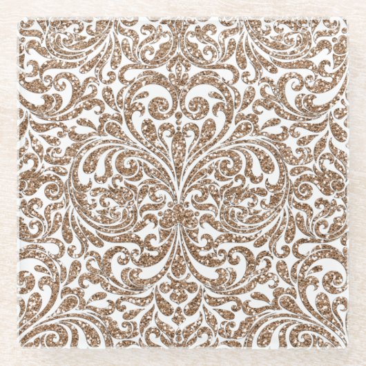 Taupe Gold Glitzer Untersetzer (Vorderseite)