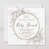 Taupe & Gold Peony Moderne Blumentoiletten Kinderd Einladung (Vorderseite)