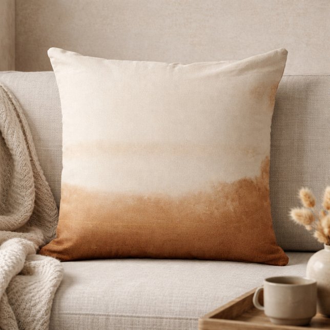 Taupe Gold Stripe Throw Pillow Kissen (A structured taupe stripe and gentle gold linework bring calm order to layered neutral rooms.)