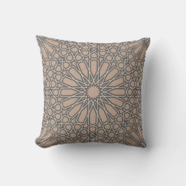 Taupe & Gray Alhambra Geometrisches Muster Kissen
