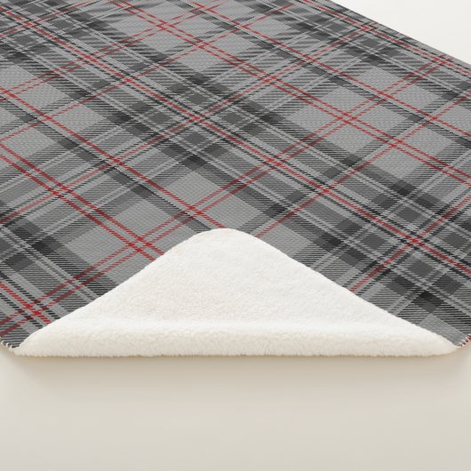 Taupe Gray Black Red Tartan Kariert Sherpadecke (3/4)