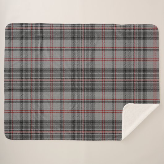 Taupe Gray Black Red Tartan Kariert Sherpadecke (Vorderseite (Horizontal))