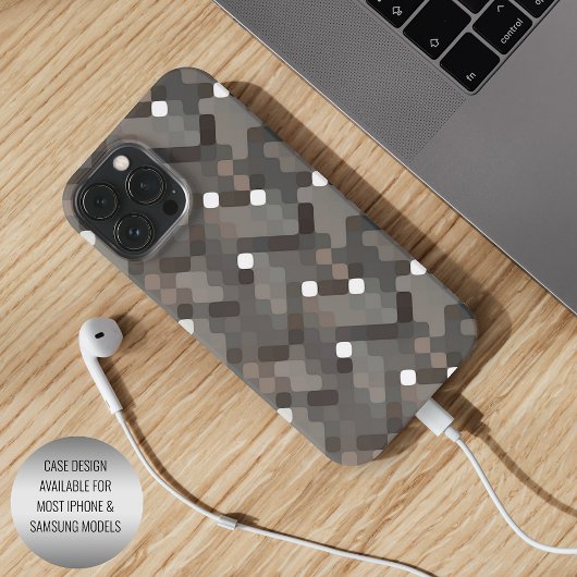Taupe Gray Brown Black Midcent Pixel Pattern Case-Mate iPhone Hülle