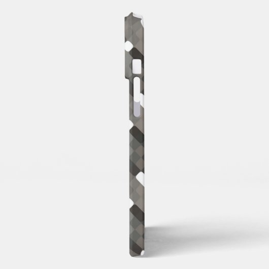 Taupe Gray Brown Black Midcent Pixel Pattern iPhone Hülle (Linke Seite)