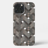 Taupe Gray Brown Black Midcent Pixel Pattern iPhone Hülle (Rückseite)