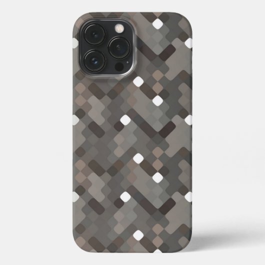 Taupe Gray Brown Black Midcent Pixel Pattern iPhone Hülle (Rückseite)