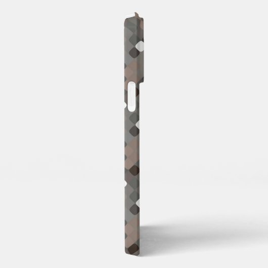 Taupe Gray Brown Black Midcent Pixel Pattern iPhone Hülle (Rechte Seite)
