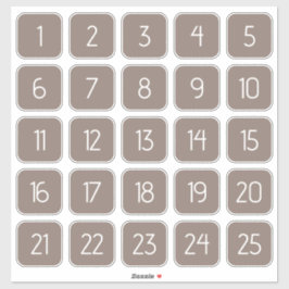 Taupe Gray Customizable Square Number Stickers  Aufkleber