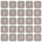 Taupe Gray Customizable Square Number Stickers  Aufkleber (Vorderseite)