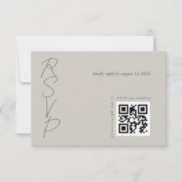 Taupe Gray Elegant Wedding QR Code RSVP Karte