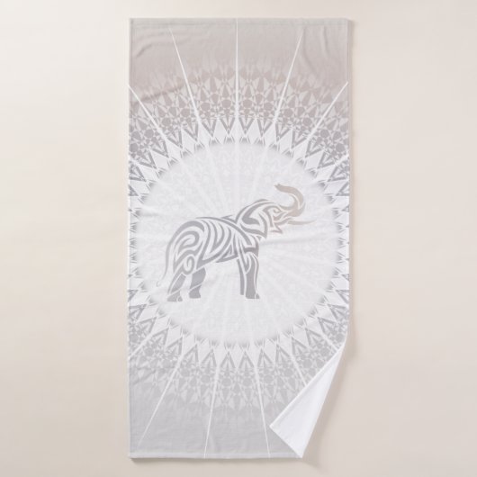 Taupe Gray Elephant Mandala Badehandtuch (Badehandtuch)