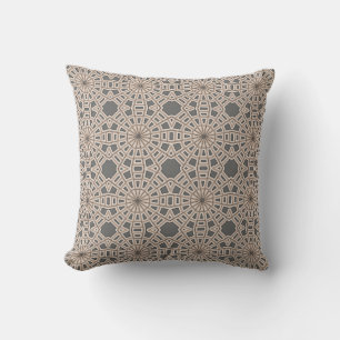 Taupe & Gray Geometric Hexadecagon Muster Kissen