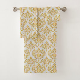 Taupe/Gray & Golden Look Damask Set Handtuch