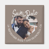 Taupe Gray Photo Modern Script Save the Date Magnet (Vorne)