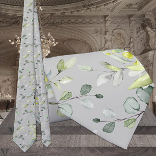 Taupe Gray Sage Green Eukalyptus Elegantes Hochzei Krawatte