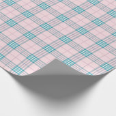 Taupe Gray und Cream Fine Tartan Kariert Geschenkpapier (Ecke)