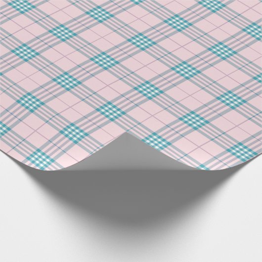Taupe Gray und Cream Fine Tartan Kariert Geschenkpapier (Ecke)