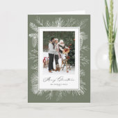 Taupe Green Botanical Frame Foto Weihnachten (Vorderseite)