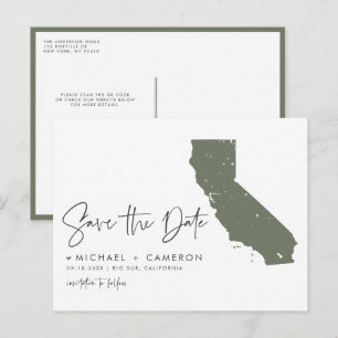 Taupe Green California Karte QR-Code Save the Date