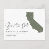 Taupe Green California Karte QR-Code Save the Date (Vorderseite)