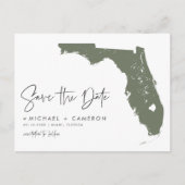 Taupe Green Florida Karte QR-Code Save the Date (Vorderseite)