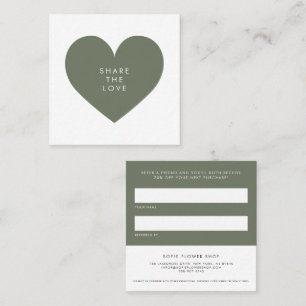 Taupe Green Heart Minimalistisch Teilen Sie die Li Empfehlungskarte