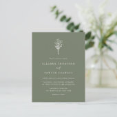 Taupe Green Minimalistisch Bouquet QR Code Wedding Einladungspostkarte (Stehend Vorderseite)